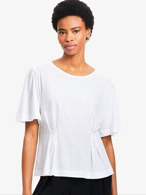 NWT LOFT White Short-Sleeve Seemed Tee XL
